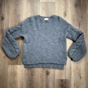 Universal Thread Balloon Sleeve Cable Knit Sweater